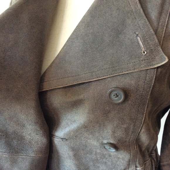 Leather Vintage Preowned Express PrecisionTaupe Distressed Jacket, size 4 - Picture 4 of 16